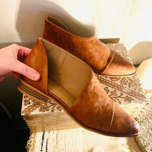 Brown Faux Leather Cut Out Booties